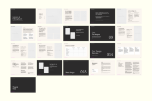 Services and Pricing Guide Template inside page showing studio about section and unique selling proposition layout