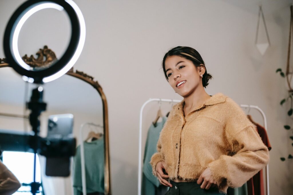 an influencer creating a video for her audience