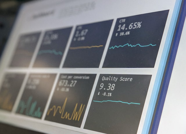 Computer screen with website metrics opened on it