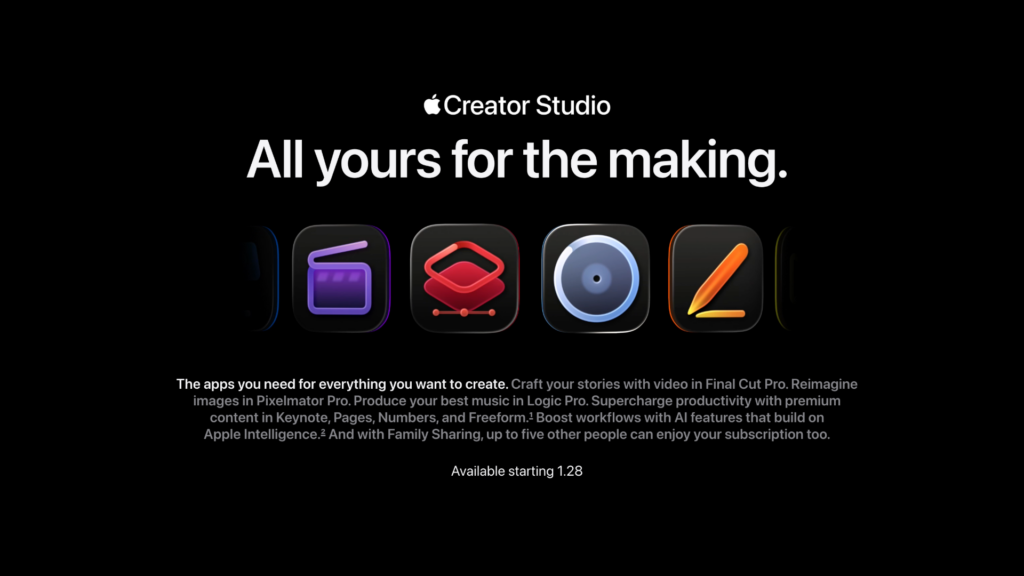 Apple Creator Studio creative apps on Mac and iPad for designers